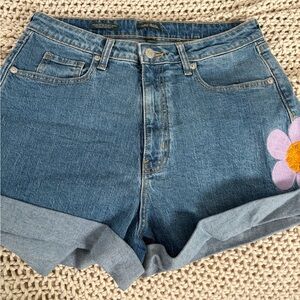 Wild Fable Blue Jean Shorts with Floral Accent